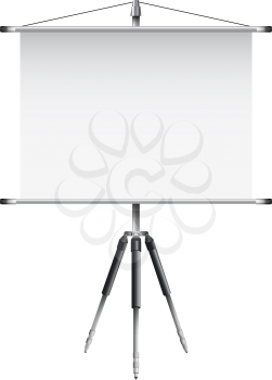 roller screen with tripod against white background, abstract vector art illustration; image contains transparency