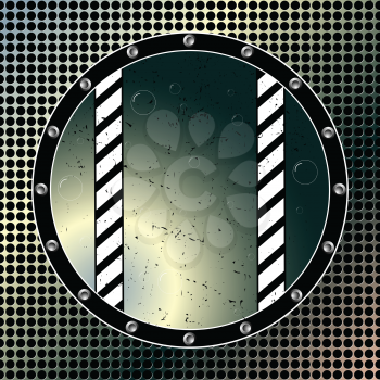 round bubbling window over metallic background, abstract vector art illustration