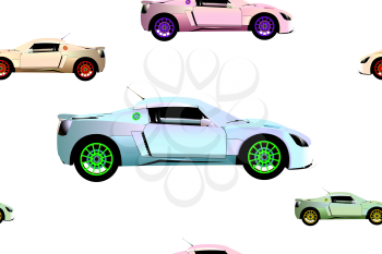 sport cars pattern, abstract seamless texture; vector art illustration; image contains transparency