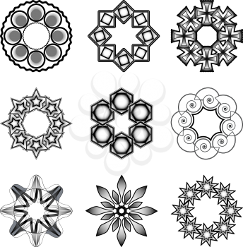 tatoo elements over white background; abstract vector art illustration