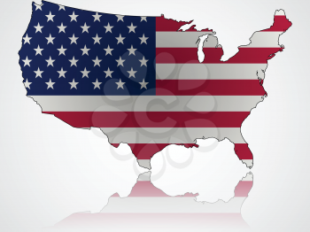 united states flag and map, abstract vector art illustration