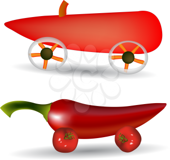 vegetable cars against white background, abstract vector art illustration; image contains gradient mesh and transparency