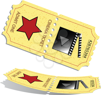 3d cinema tickets against white background; abstract vector art illustration