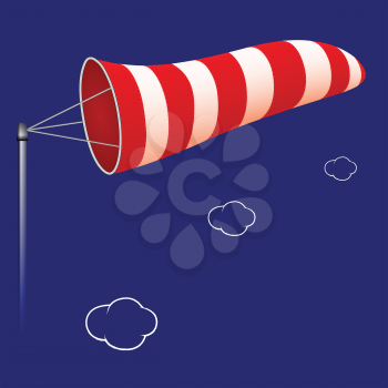 airport windsock against cloudy background, abstract vector art illustration; image contains transparency