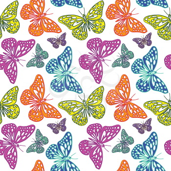 butterflies texture, abstract seamless pattern; vector art illustration