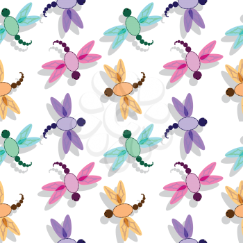 dragon fly pattern, abstract seamless texture; vector art illustration
