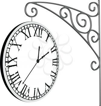 hanged clock over white background, abstract vector art illustration