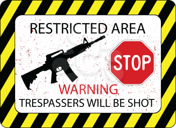 no trespassers allowed sign against white background, abstract vector art illustration