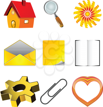 ready for use web icons against white background, abstract vector art illustration; image contains transparency