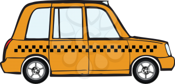 taxi car with alloy wheels against white background, abstract vector art illustration