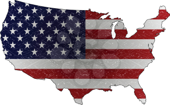 united states grunge map and flag against white background, abstract vector art illustration