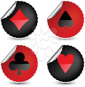 casino stickers against white background, abstract vector art illustration, image contains gradient mesh and transparency
