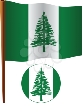 norfolk island wavy flag and icon against white background, vector art illustration, image contains transparency