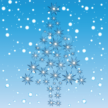 snow tree, abstract vector art illustration; image contains transparency