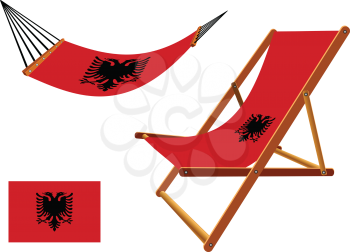 albania hammock and deck chair set against white background, abstract vector art illustration