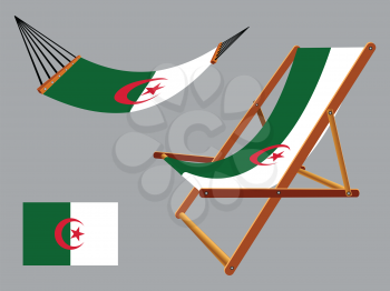 algeria hammock and deck chair set against gray background, abstract vector art illustration
