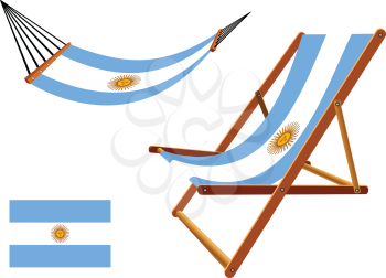 argentina hammock and deck chair set against white background, abstract vector art illustration