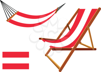 austria hammock and deck chair set against white background, abstract vector art illustration