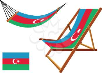 azerbaijan hammock and deck chair set against white background, abstract vector art illustration