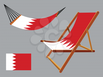 bahrain hammock and deck chair set against gray background, abstract vector art illustration
