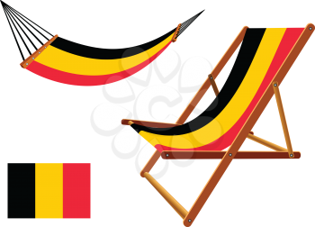 belgium hammock and deck chair set against white background, abstract vector art illustration