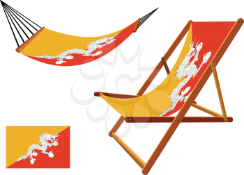 bhutan hammock and deck chair set against white background, abstract vector art illustration