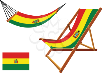 bolivia hammock and deck chair set against white background, abstract vector art illustration