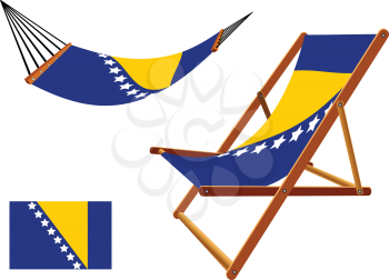 bosnia and herzegovina hammock and deck chair set against white background, abstract vector art illustration