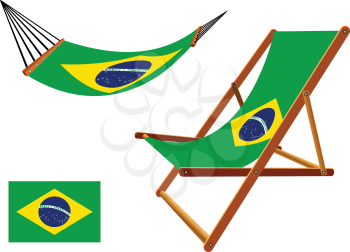 brasil hammock and deck chair set against white background, abstract vector art illustration
