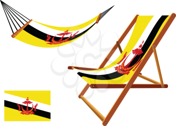 brunei hammock and deck chair set against white background, abstract vector art illustration