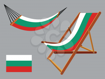bulgaria hammock and deck chair set against gray background, abstract vector art illustration