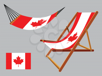 canada hammock and deck chair set against gray background, abstract vector art illustration
