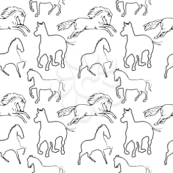horse pattern, abstract seamless texture, vector art illustration