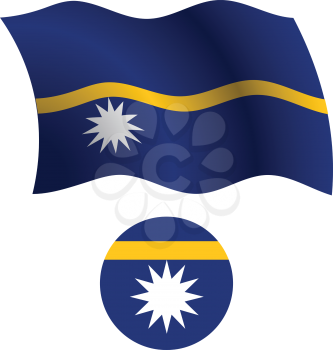 nauru wavy flag and icon against white background, vector art illustration, image contains transparency