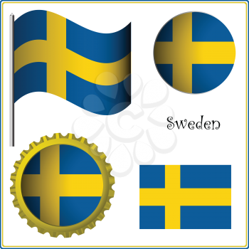 sweden graphic set against white background, vector art illustration; image contains transparency