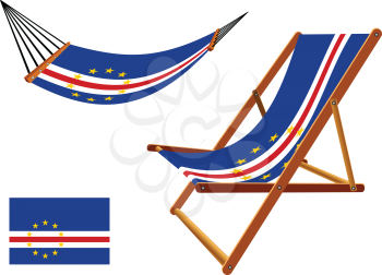 cape verde hammock and deck chair set against gray background, abstract vector art illustration