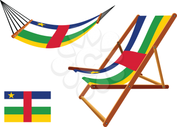 central african republic hammock and deck chair set against white background, abstract vector art illustration