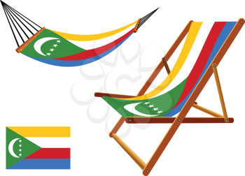 comoros hammock and deck chair set against white background, abstract vector art illustration