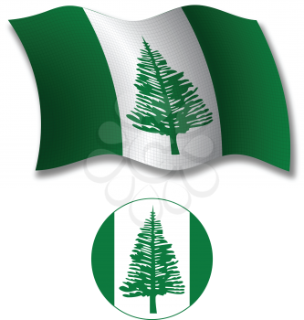 norfolk island shadowed textured wavy flag and icon against white background, vector art illustration, image contains transparency transparency