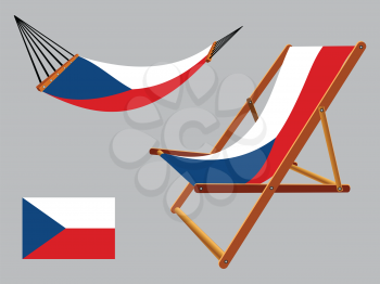 czech republic hammock and deck chair set against gray background, abstract vector art illustration