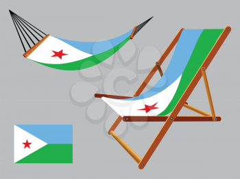 cameroon hammock and deck chair set against gray background, abstract vector art illustration
