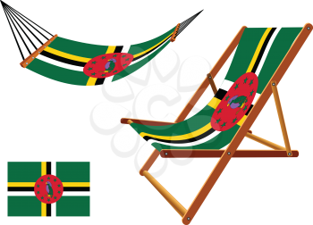 dominica hammock and deck chair set against white background, abstract vector art illustration