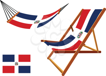 dominican republic hammock and deck chair set against white background, abstract vector art illustration