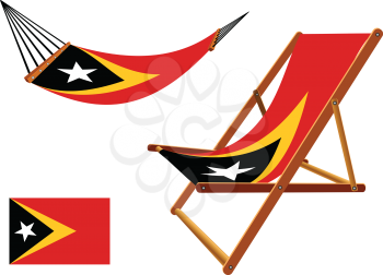 east timor hammock and deck chair set against white background, abstract vector art illustration
