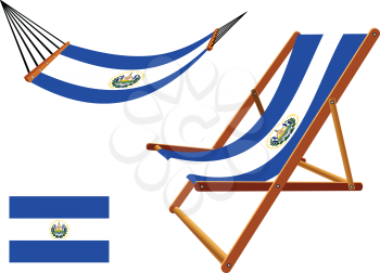 el salvador hammock and deck chair set against white background, abstract vector art illustration