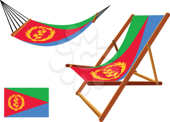 eritrea hammock and deck chair set against white background, abstract vector art illustration