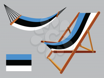 estonia hammock and deck chair set against gray background, abstract vector art illustration