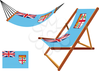fiji hammock and deck chair set against white background, abstract vector art illustration
