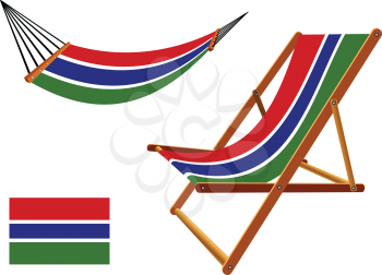gambia hammock and deck chair set against white background, abstract vector art illustration