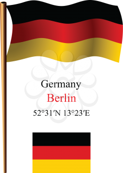 germany wavy flag and coordinates against white background, vector art illustration, image contains transparency